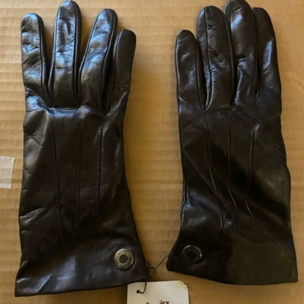 Black Coach Leather gloves - lined with cashmere